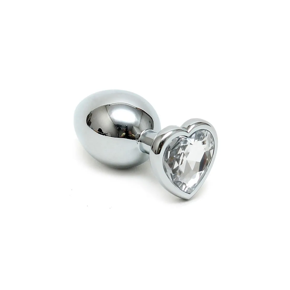 Analplug aus Plattiertem Stahl mit Transparentem Kristallherz von Bondage Play | Fesselliebe.de