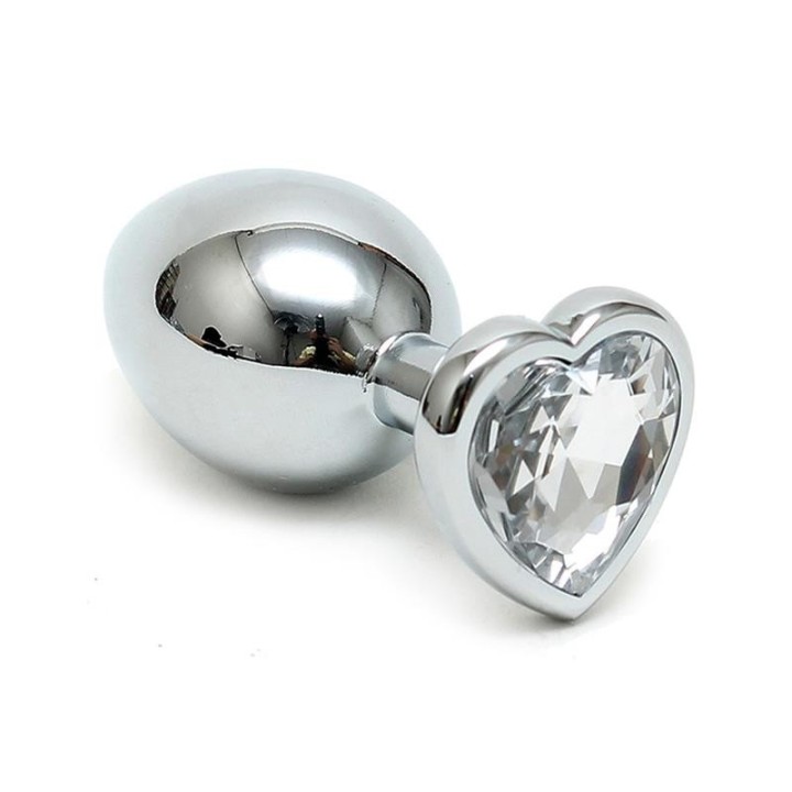 Analplug aus Plattiertem Stahl mit Transparentem Kristallherz von Bondage Play | Fesselliebe.de