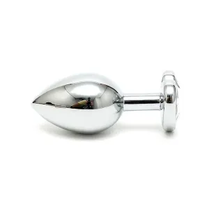 Analplug aus Plattiertem Stahl mit Transparentem Kristallherz von Bondage Play