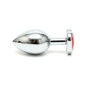 Analplug aus Plattiertem Stahl mit Rotem Kristallherz von Bondage Play