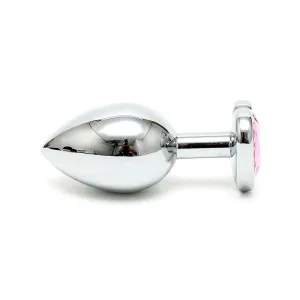 Analplug aus Plattiertem Stahl mit Rosa Kristallherz von Bondage Play