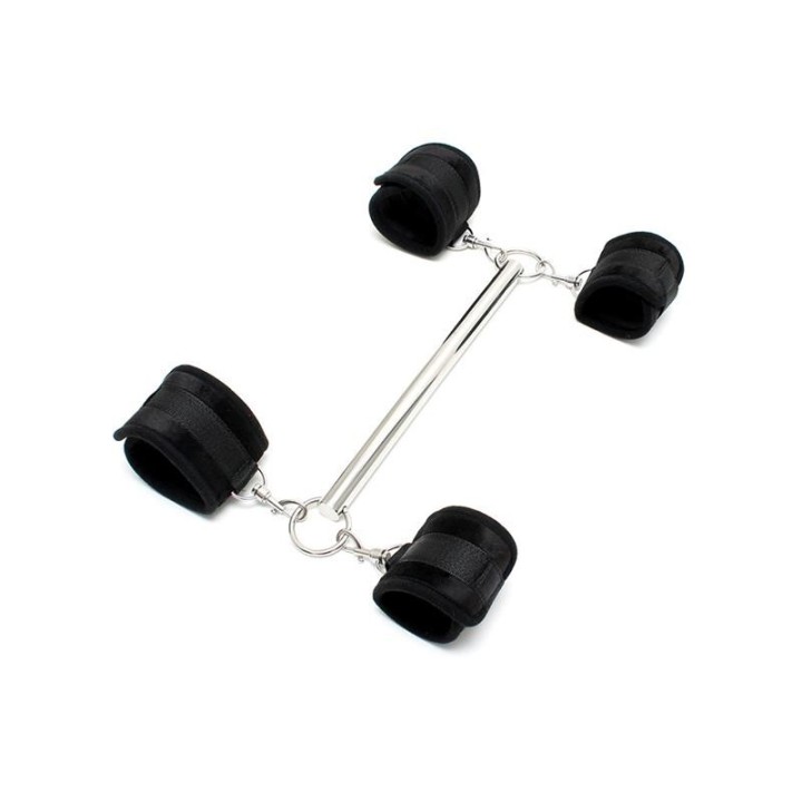 Spreizstange mit Abnehmbaren 4 Manschetten Schwarz von Bondage Play | Fesselliebe.de
