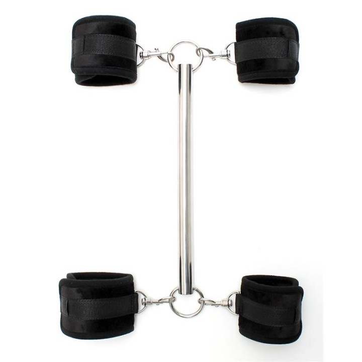 Spreizstange mit Abnehmbaren 4 Manschetten Schwarz von Bondage Play | Fesselliebe.de