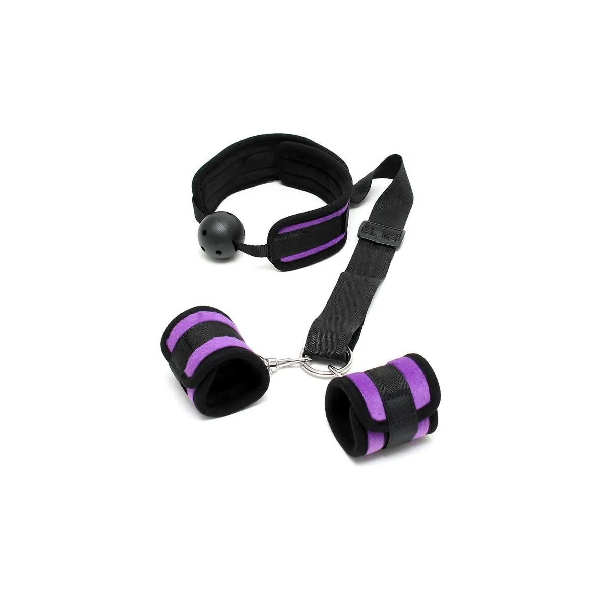 Mundknebel-Set mit Manschetten Lila von Bondage Play | Fesselliebe.de