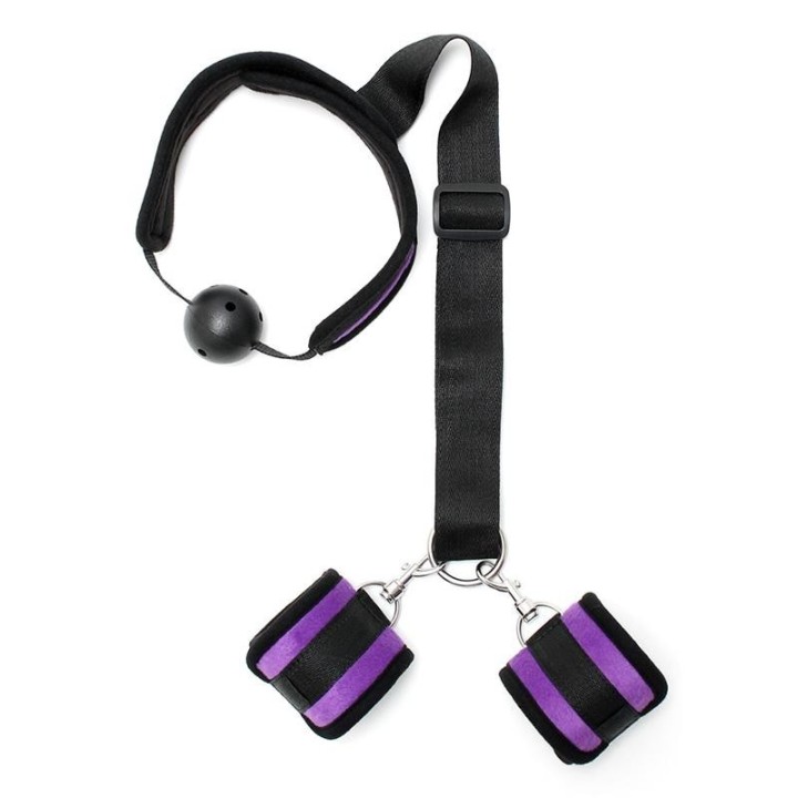 Mundknebel-Set mit Manschetten Lila von Bondage Play | Fesselliebe.de