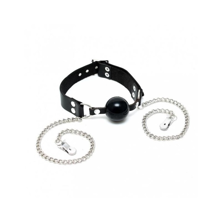 Mundknebel mit Nippelklemmen – Verstellbar von Bondage Play | Fesselliebe.de