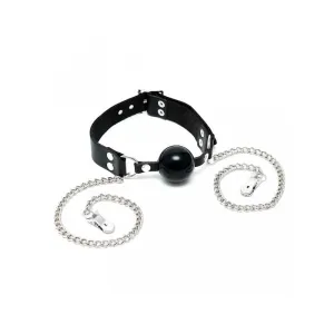 Mundknebel mit Nippelklemmen – Verstellbar von Bondage Play | Fesselliebe.de