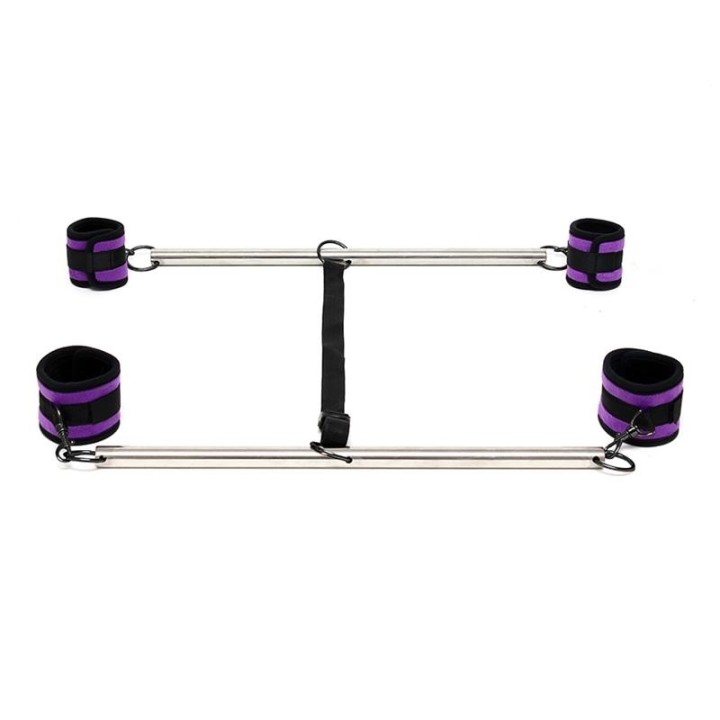 Doppel-Spreizstange mit Manschetten Verstellbar Lila von Bondage Play | Fesselliebe.de