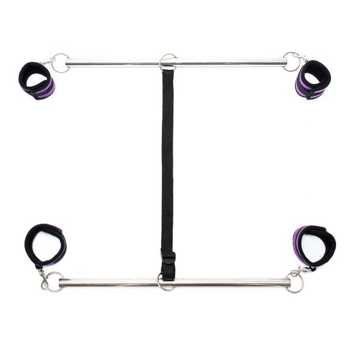 Doppel-Spreizstange mit Manschetten Verstellbar Lila von Bondage Play | Fesselliebe.de