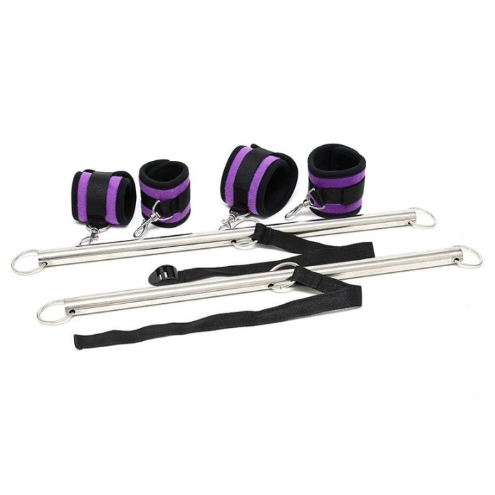 Doppel-Spreizstange mit Manschetten Verstellbar Lila von Bondage Play | Fesselliebe.de