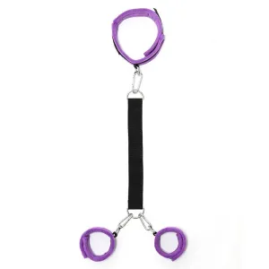 Handschellen mit Halsband und Leine Verstellbar Lila von Bondage Play