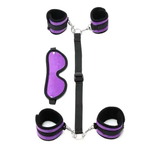 Hand- bis Fussfesseln mit Maske Verstellbar Lila von Bondage Play