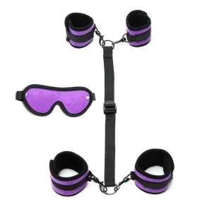 Hand- bis Fussfesseln mit Maske Verstellbar Lila von Bondage Play