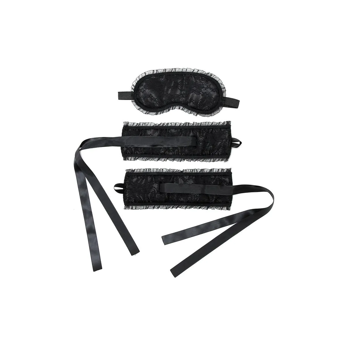 Bondage-Handschellen Im Satin-Look mit Maske Schwarz von Bondage Play | Fesselliebe.de