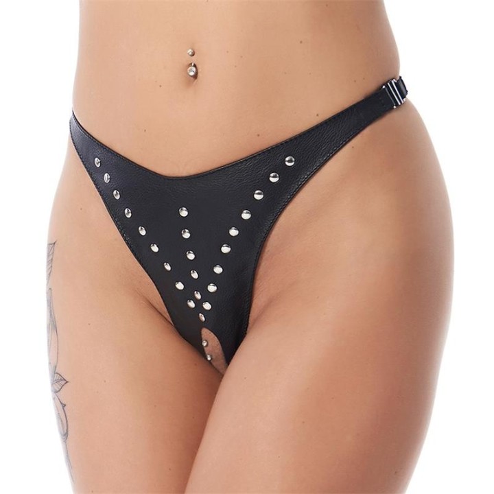 Offener Slip mit Nieten, Einheitsgrösse von Bondage Play | Fesselliebe.de