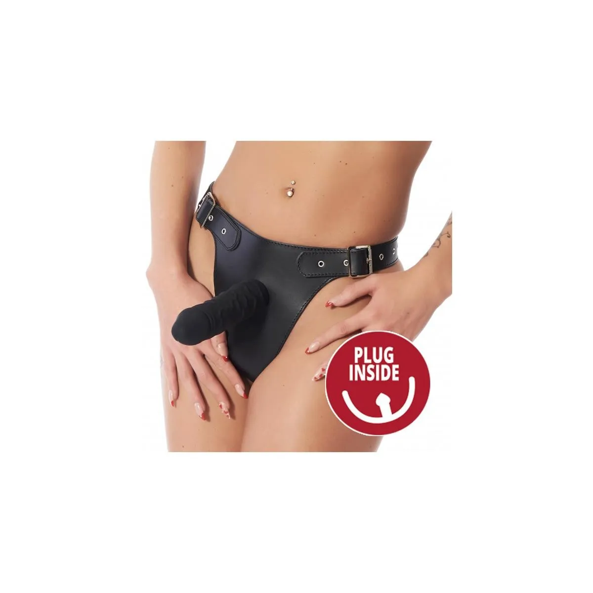 Verstellbarer Strap-On-Harness mit Innerem und Äusserem Dildo von Bondage Play | Fesselliebe.de