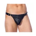 Leder-G-String Verstellbar Schwarz von Bondage Play