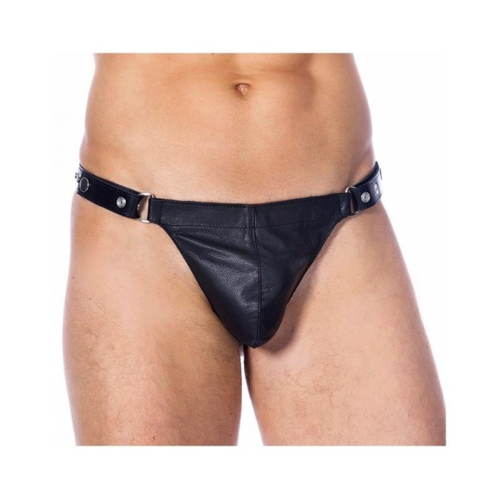Leder-G-String Verstellbar Schwarz von Bondage Play | Fesselliebe.de