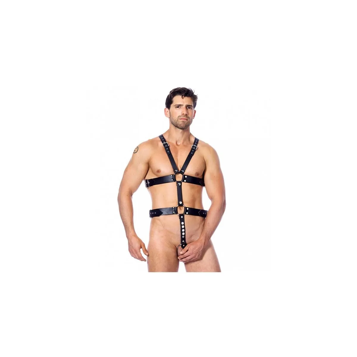 Verstellbarer Lederharnisch mit Ringen von Bondage Play | Fesselliebe.de