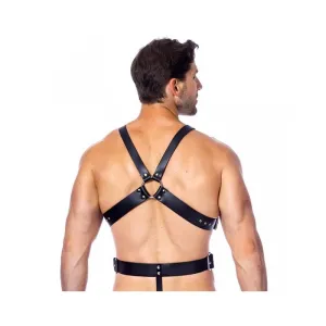 Verstellbarer Lederharnisch mit Ringen von Bondage Play