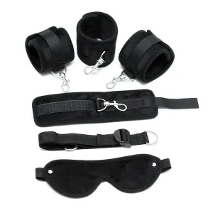 Hand- bis Fussfesseln mit Maske Verstellbar Schwarz von Bondage Play