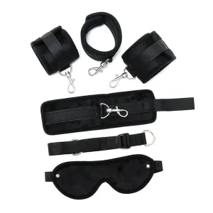 Hand- bis Fussfesseln mit Maske Verstellbar Schwarz von Bondage Play