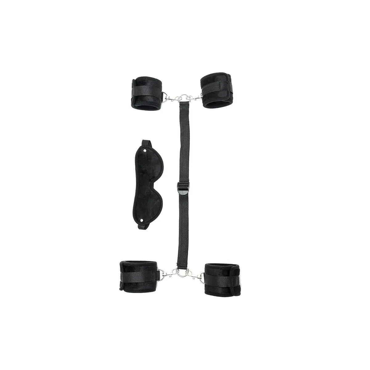 Hand- bis Fussfesseln mit Maske Verstellbar Schwarz von Bondage Play | Fesselliebe.de