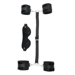 Hand- bis Fussfesseln mit Maske Verstellbar Schwarz von Bondage Play