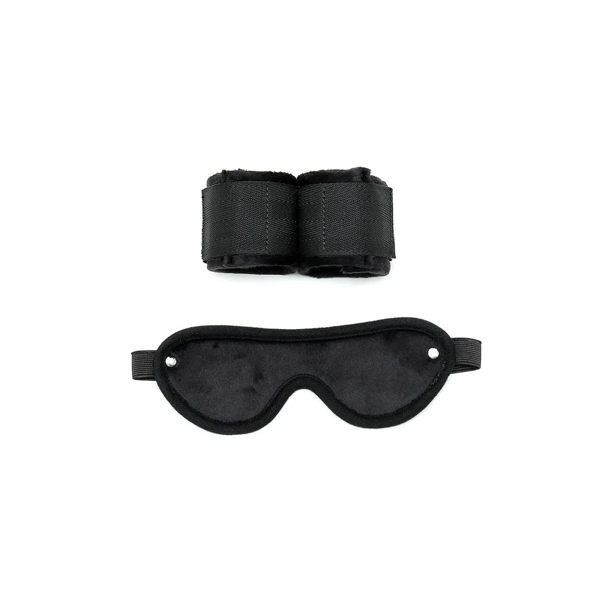 Handschellen mit Maske Verstellbar Schwarz von Bondage Play | Fesselliebe.de