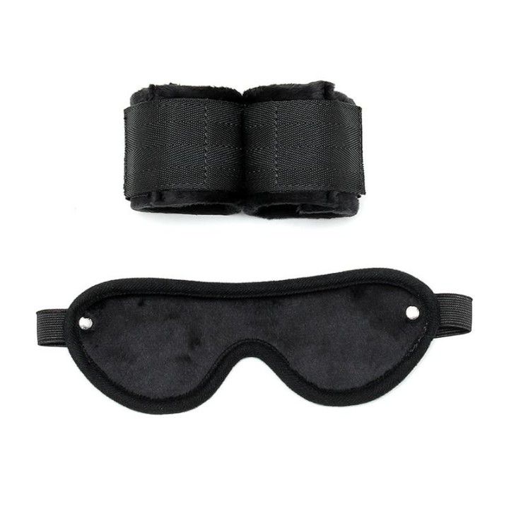 Handschellen mit Maske Verstellbar Schwarz von Bondage Play | Fesselliebe.de