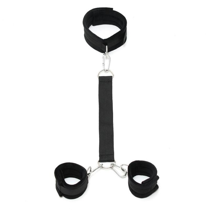 Weiches Halsband mit Handschellen und Leine Verstellbar von Bondage Play | Fesselliebe.de