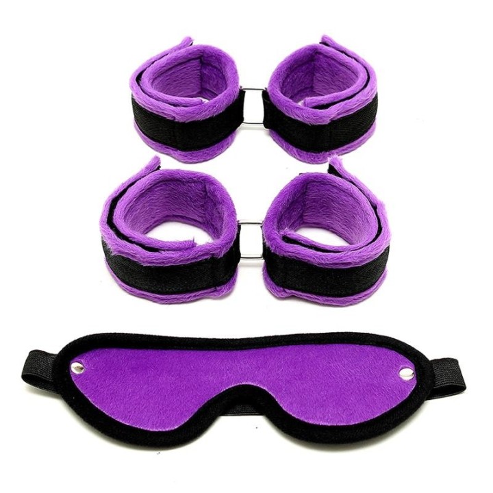 Handschellen, Fussfesseln und Maske Lila von Bondage Play | Fesselliebe.de