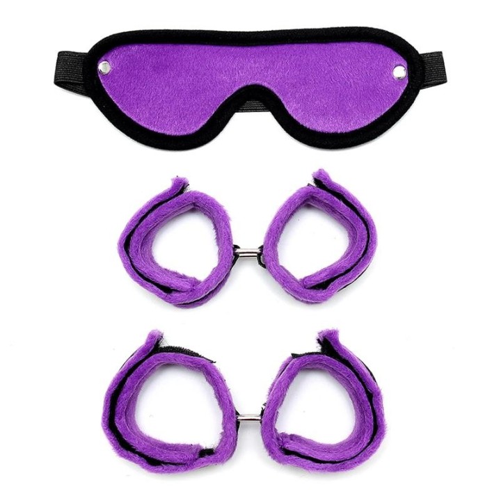 Handschellen, Fussfesseln und Maske Lila von Bondage Play | Fesselliebe.de