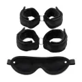 Handschellen, Fussfesseln und Maske Schwarz von Bondage Play