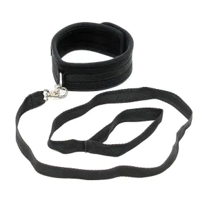 Halsband mit Leine Verstellbar Schwarz von Bondage Play | Fesselliebe.de