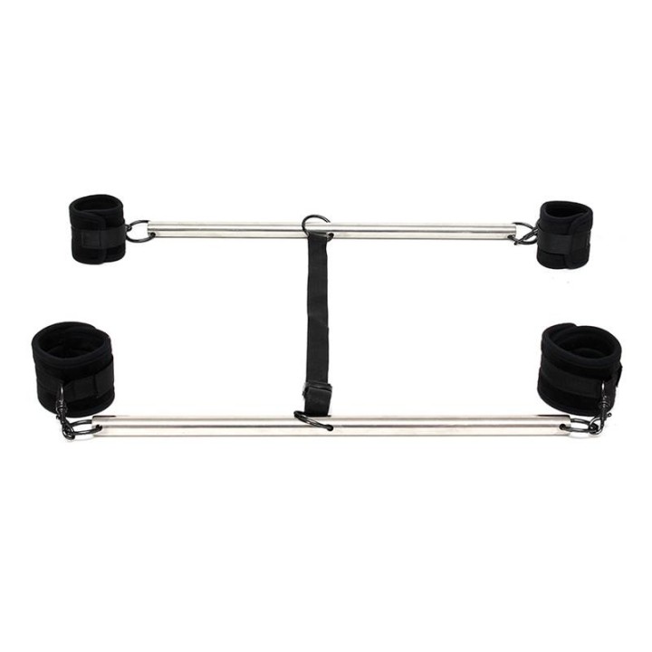 Doppel-Spreizstange mit Manschetten Verstellbar Schwarz von Bondage Play | Fesselliebe.de