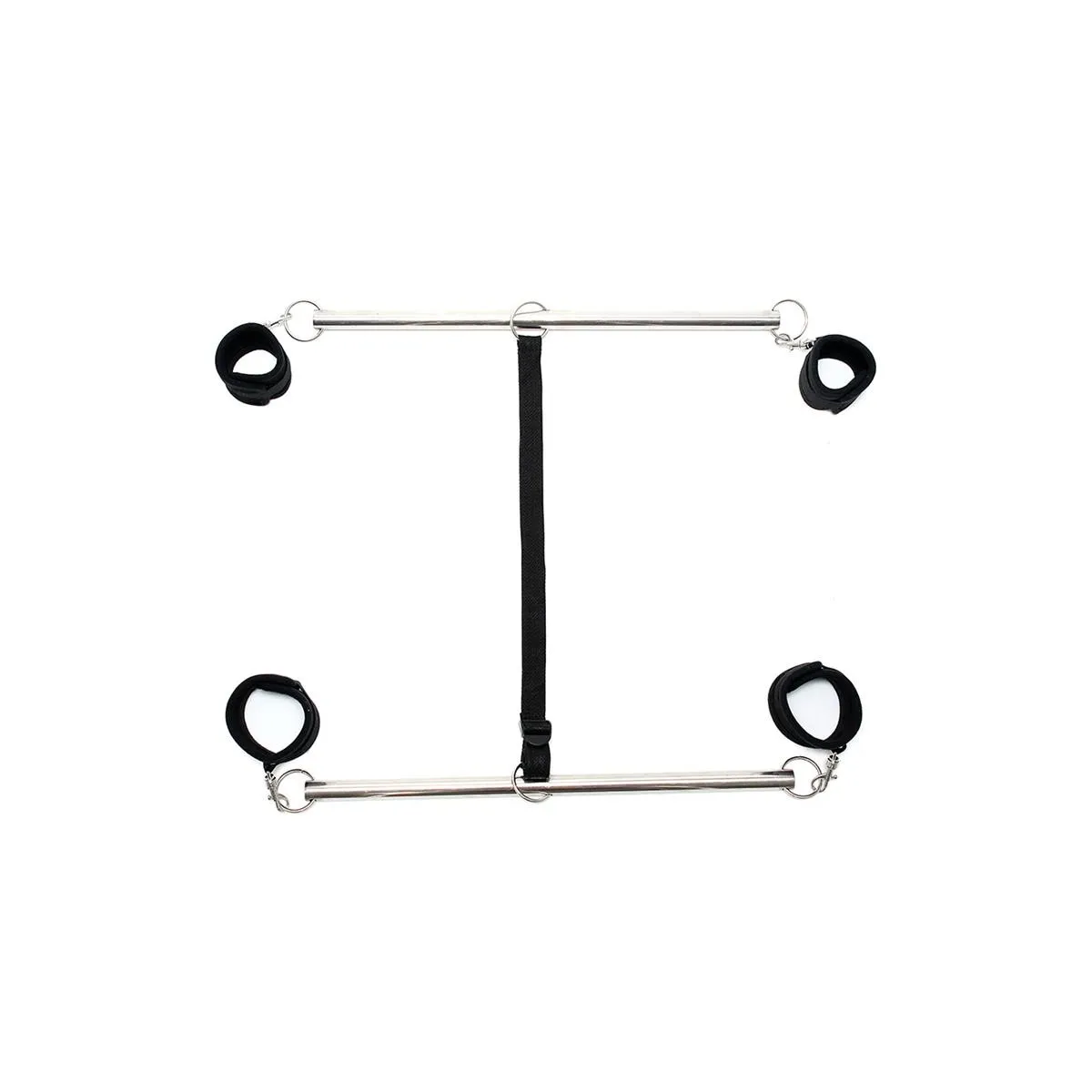 Doppel-Spreizstange mit Manschetten Verstellbar Schwarz von Bondage Play | Fesselliebe.de