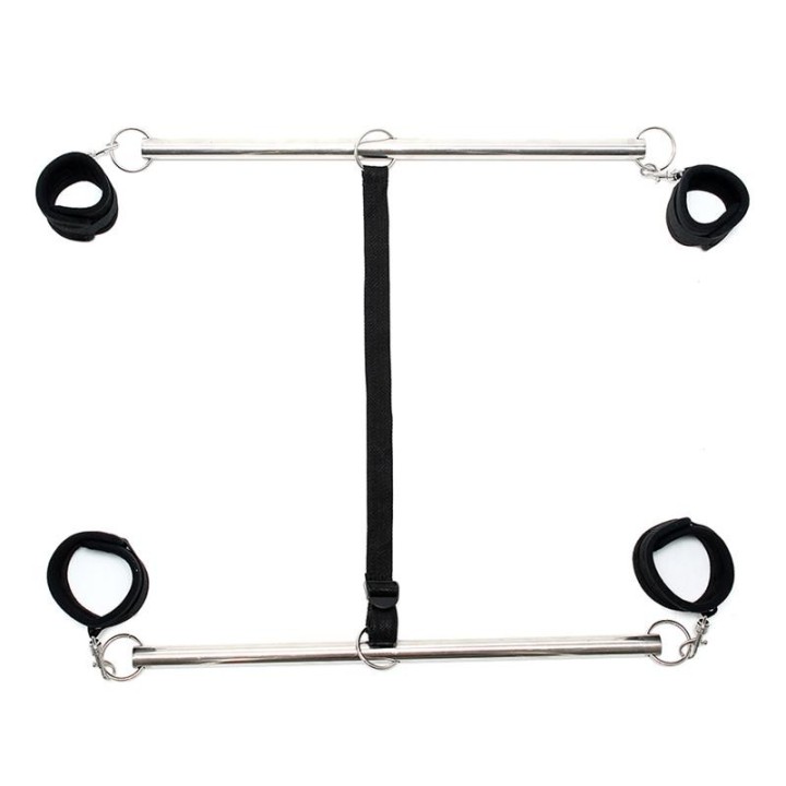 Doppel-Spreizstange mit Manschetten Verstellbar Schwarz von Bondage Play | Fesselliebe.de