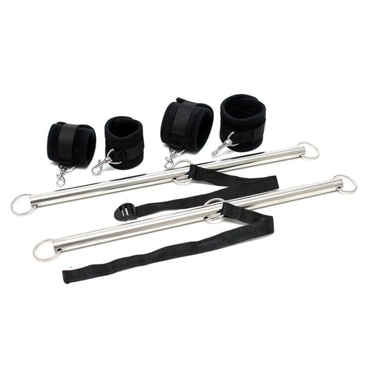 Doppel-Spreizstange mit Manschetten Verstellbar Schwarz von Bondage Play | Fesselliebe.de