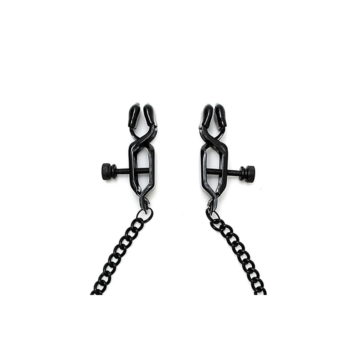 Verstellbare Nippelklemmen mit Schwarzer Kette von Bondage Play | Fesselliebe.de