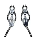Verstellbare Nippelklemmen Im Schmetterlingsstil mit Schwarzer Kette von Bondage Play