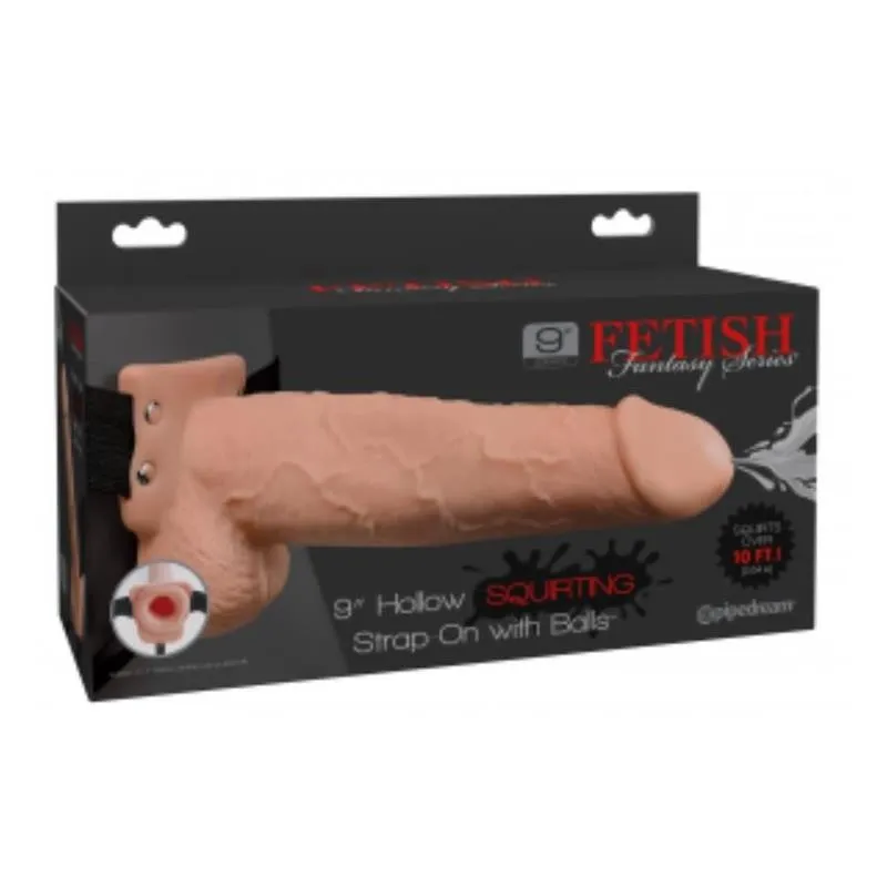 Elastischer Strap-On mit 9 Hohlen Dildos und Spritzfunktion, Hautfarben von Fetish Fantasy Series | Fesselliebe.de