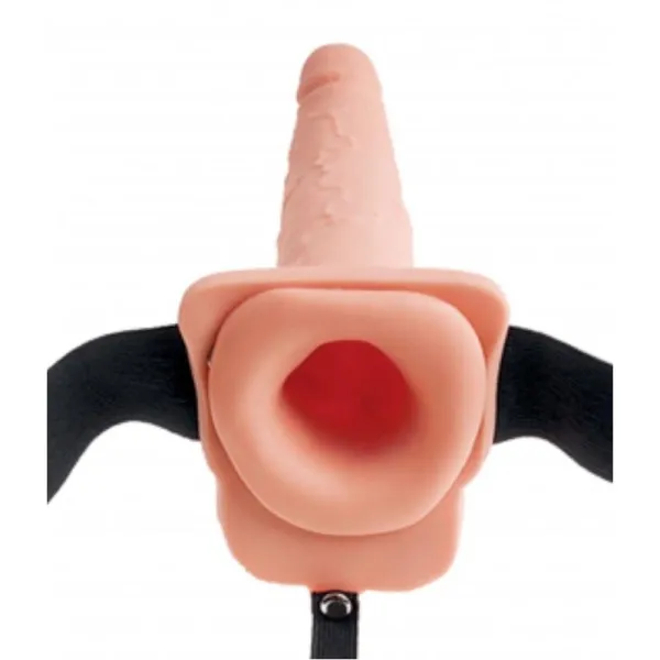 Elastischer Strap-On mit 9 Hohlen Dildos und Spritzfunktion, Hautfarben von Fetish Fantasy Series | Fesselliebe.de