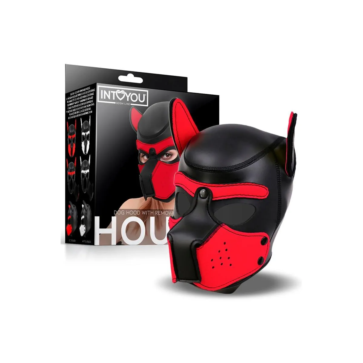 Hound Dog Hound mit Abnehmbarer Maulkorb aus Neopren Schwarz/Rot Einheitsgrösse von Intoyou BDSM Line | Fesselliebe.de