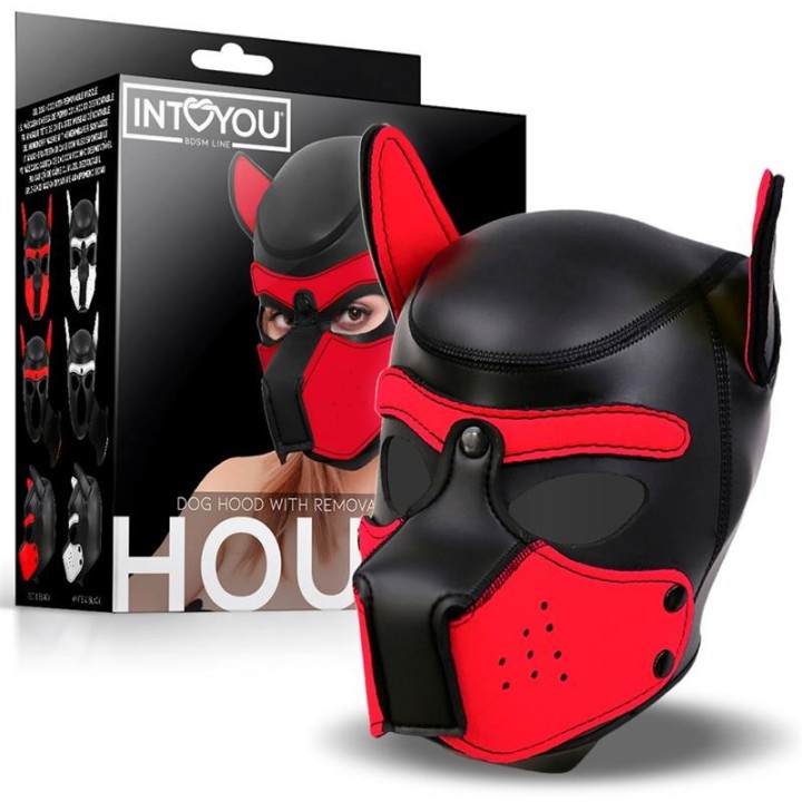 Hound Dog Hound mit Abnehmbarer Maulkorb aus Neopren Schwarz/Rot Einheitsgrösse von Intoyou BDSM Line | Fesselliebe.de
