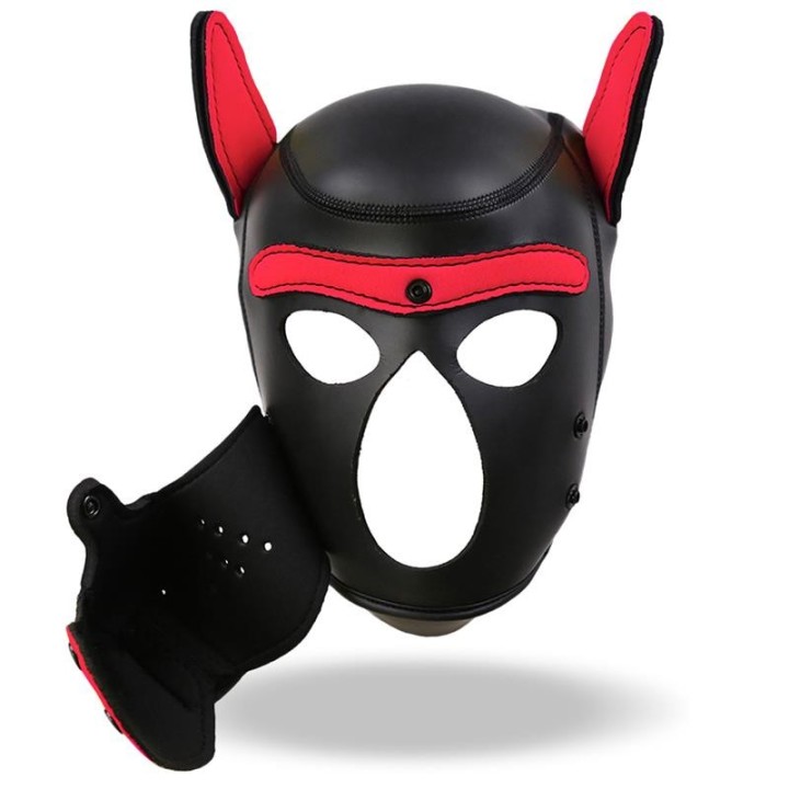 Hound Dog Hound mit Abnehmbarer Maulkorb aus Neopren Schwarz/Rot Einheitsgrösse von Intoyou BDSM Line | Fesselliebe.de