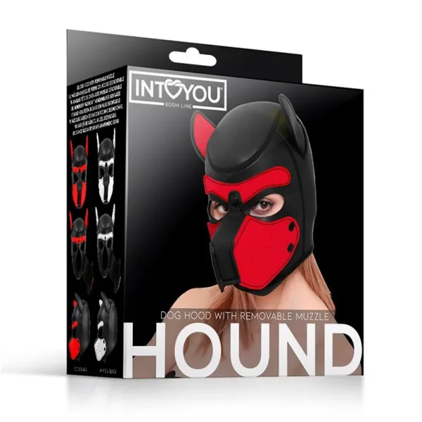Hound Dog Hound mit Abnehmbarer Maulkorb aus Neopren Schwarz/Rot Einheitsgrösse von Intoyou BDSM Line | Fesselliebe.de