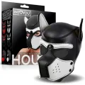 Hound Neopren-Hundekapuze mit Abnehmbarer Schnauze Weiss/Schwarz Einheitsgrösse von Intoyou BDSM Line