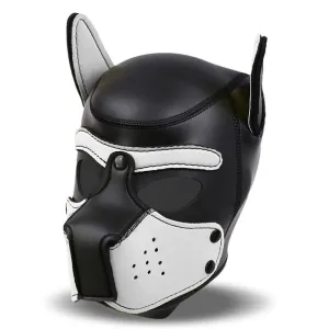 Hound Neopren-Hundekapuze mit Abnehmbarer Schnauze Weiss/Schwarz Einheitsgrösse von Intoyou BDSM Line