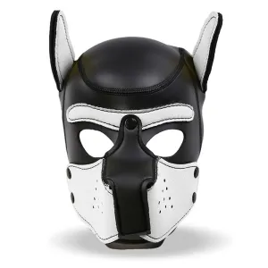 Hound Neopren-Hundekapuze mit Abnehmbarer Schnauze Weiss/Schwarz Einheitsgrösse von Intoyou BDSM Line